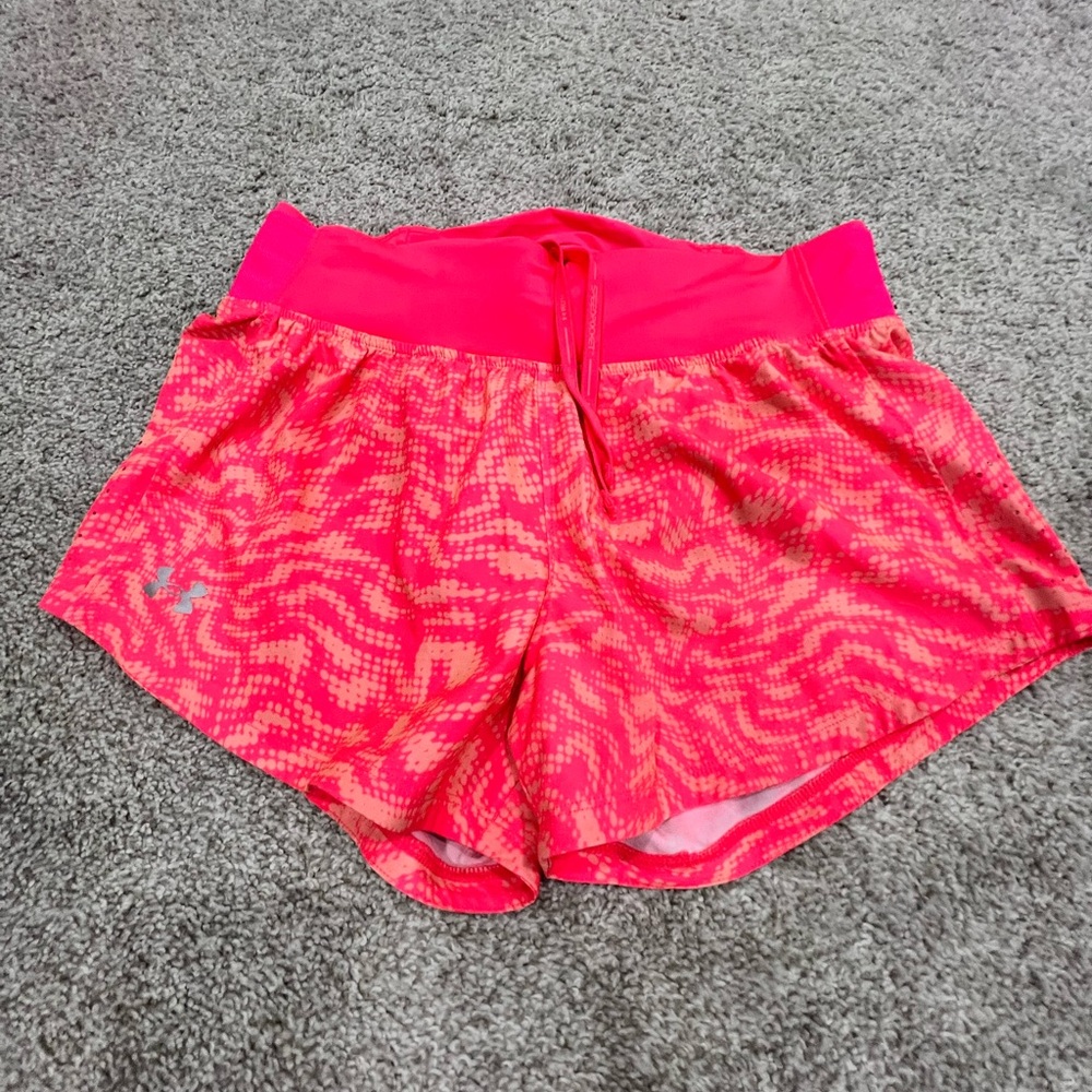 Under Armour Women's Vibrant Pink and Orange Athletic Shorts